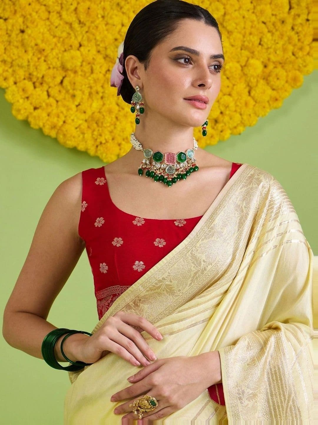 Saree mall Woven Design Zari Silk Blend Designer Banarasi Sarees thumbnail 4