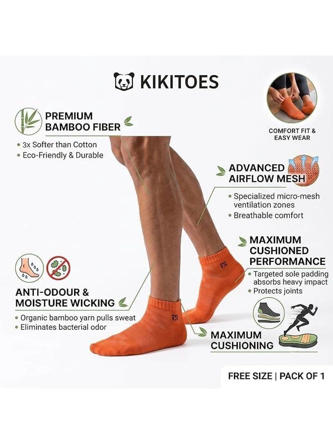 Kikitoes Men Pack of 2 Assorted Solid Bamboo Ankle Length Socks thumbnail 5