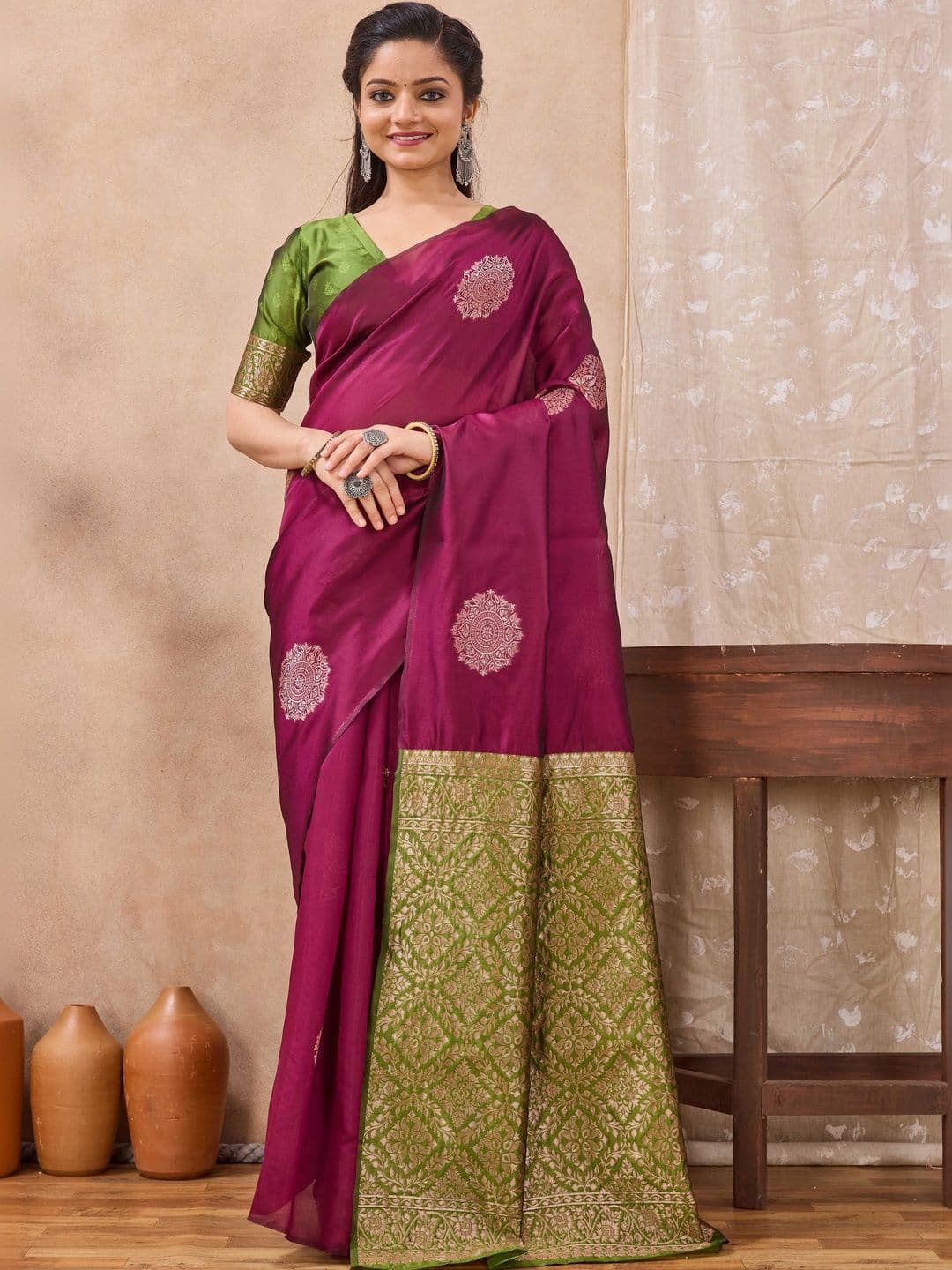 HERE&NOW Woven Design Zari Art Silk Saree - view 1