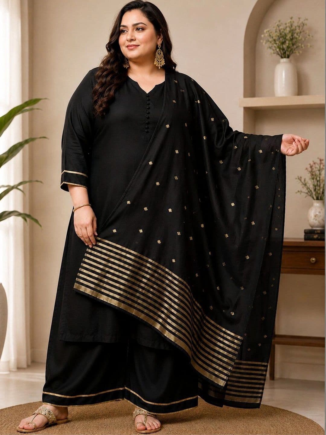 Chhipa Prints Women Regular Kurta with Palazzos & With Dupatta thumbnail 4