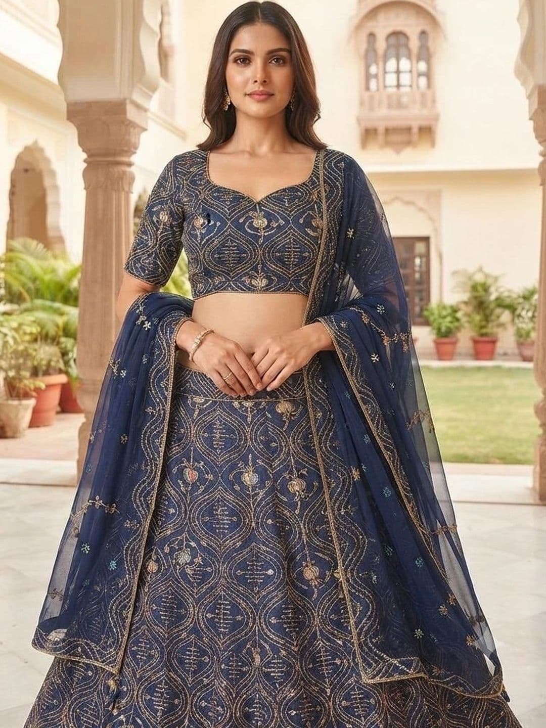 Indi Kal Embroidered Sequinned Ready to Wear Lehenga & Blouse With Dupatta thumbnail 2