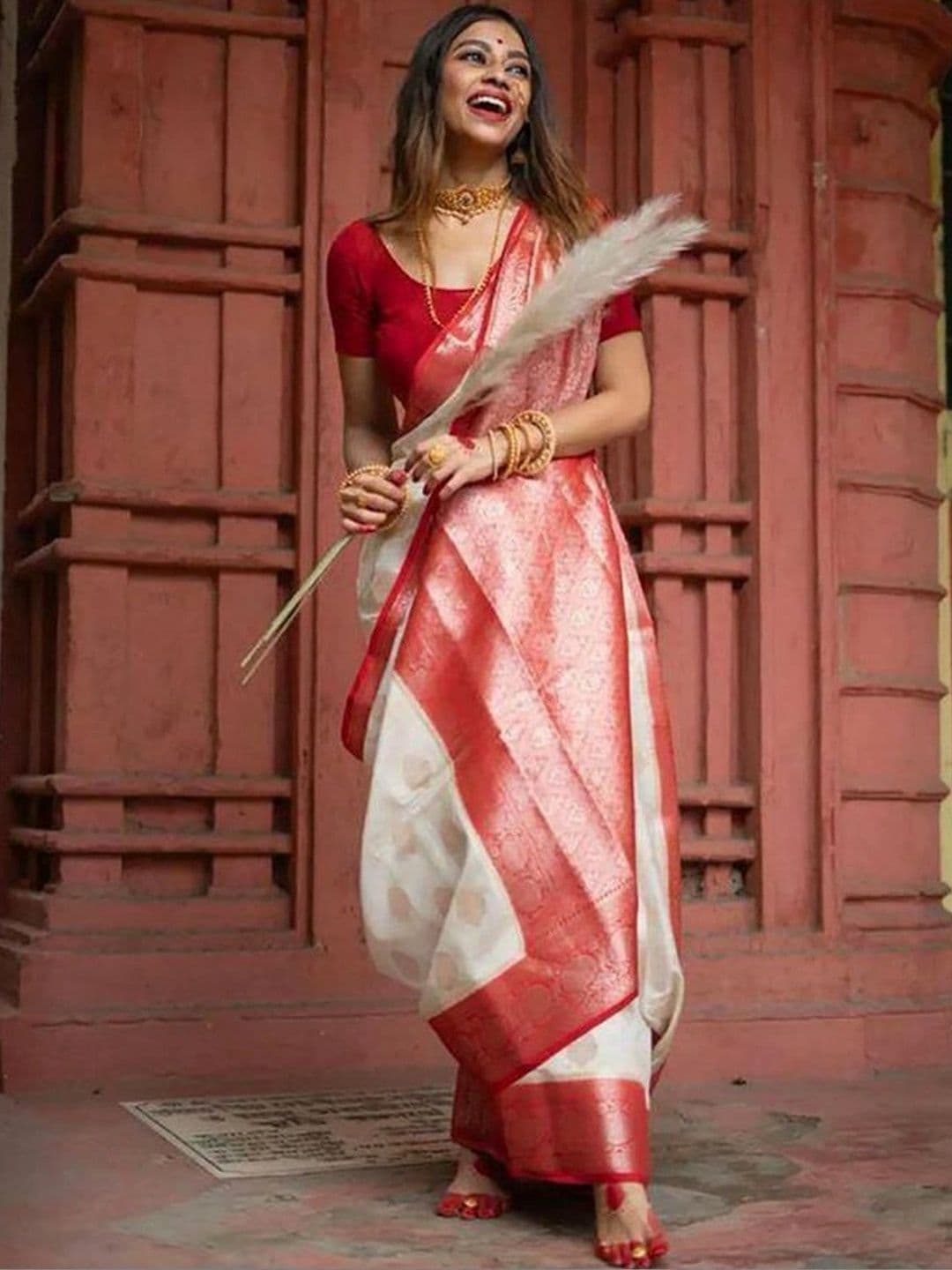 revika Woven Design Zari Art Silk Designer Kanjeevaram Saree thumbnail 5