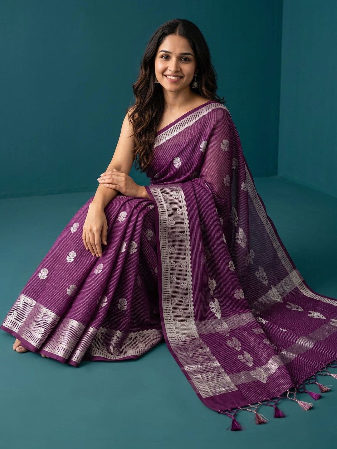 Weaversland Checked Zari Art Silk Designer Banarasi Saree - view 1