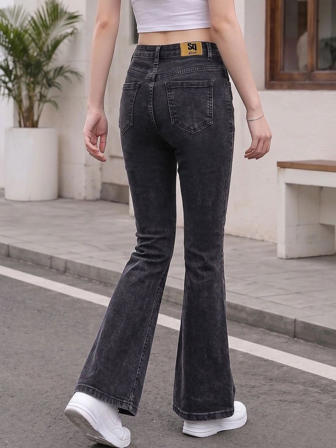 Style Quotient Women Classic Flared High-Rise Stretchable Jeans thumbnail 6
