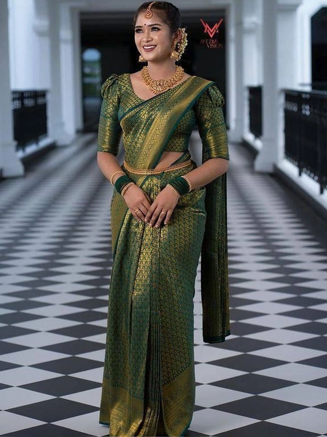 revika Woven Design Zari Art Silk Designer Kanjeevaram Saree - view 1