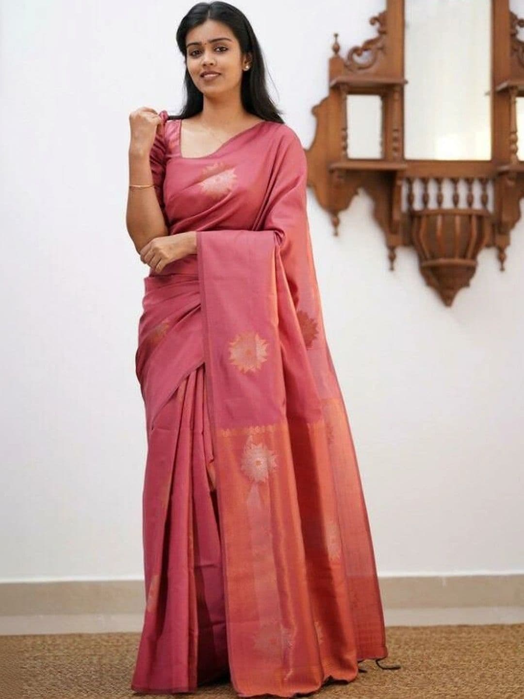 revika Woven Design Zari Art Silk Designer Kanjeevaram Saree thumbnail 2