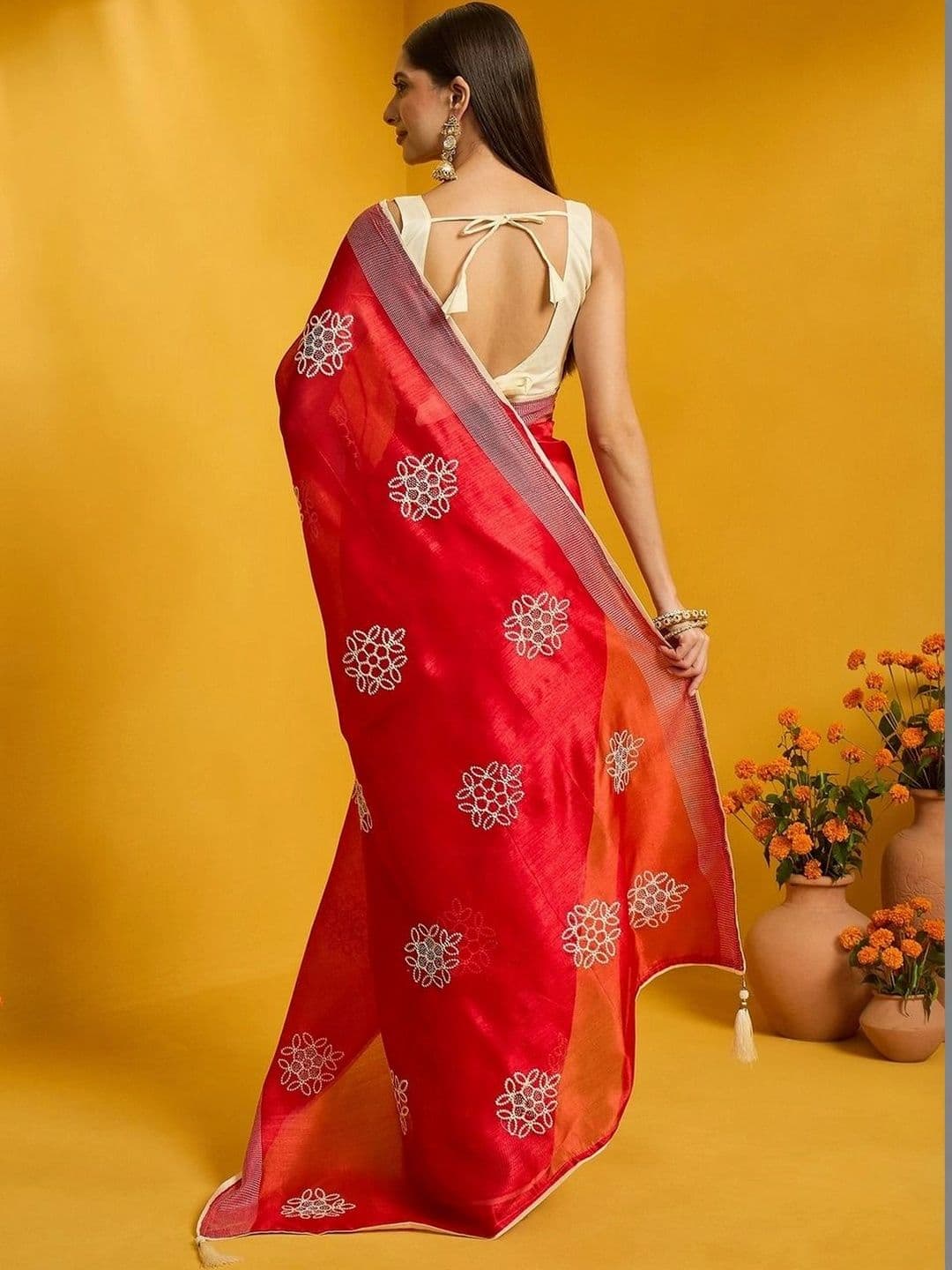 Saree mall Embellished Embroidered Designer Sarees thumbnail 2