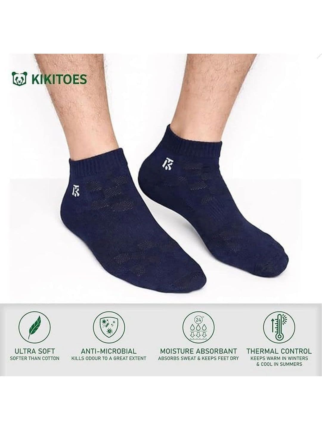 Kikitoes Men Pack of 2 Assorted Patterned Ankle Length Socks thumbnail 6