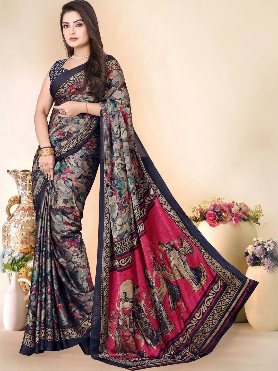 Owee Floral Pure Chiffon Designer Saree thumbnail 3