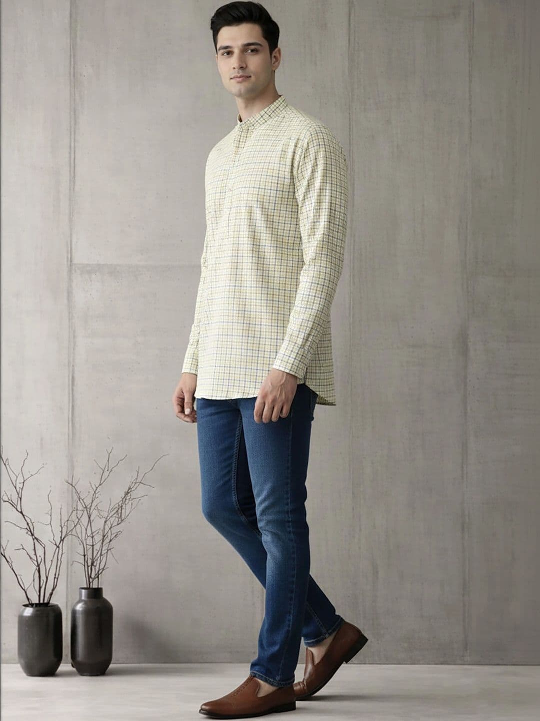 Anouk Men Checked Kurta thumbnail 6