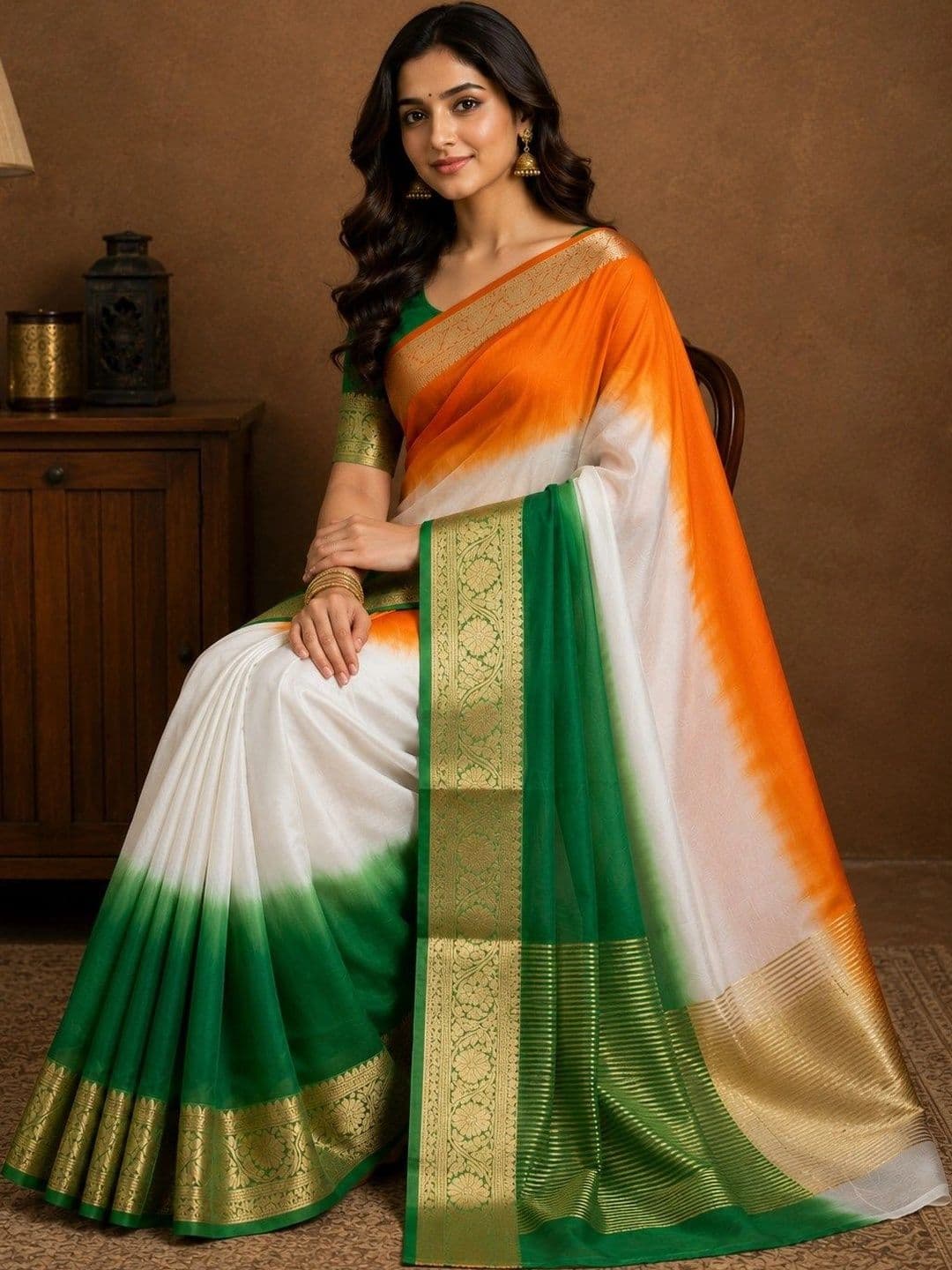Sangria Ombre Zari Organza Saree thumbnail 4