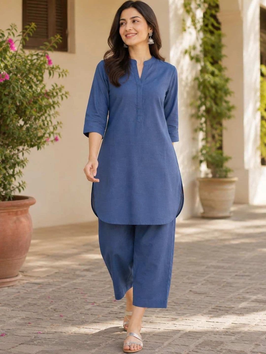 YUVVIK Women Regular Pure Cotton Kurta with Trousers - view 1