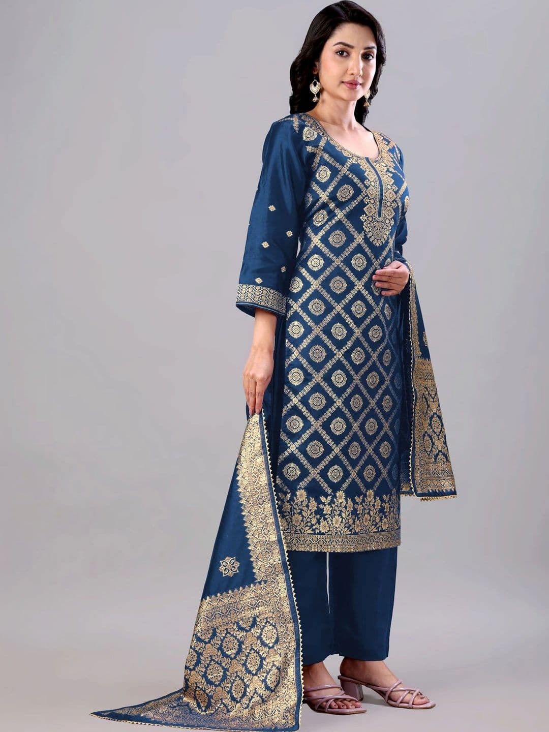 kantuba Art Silk Unstitched Dress Material thumbnail 4