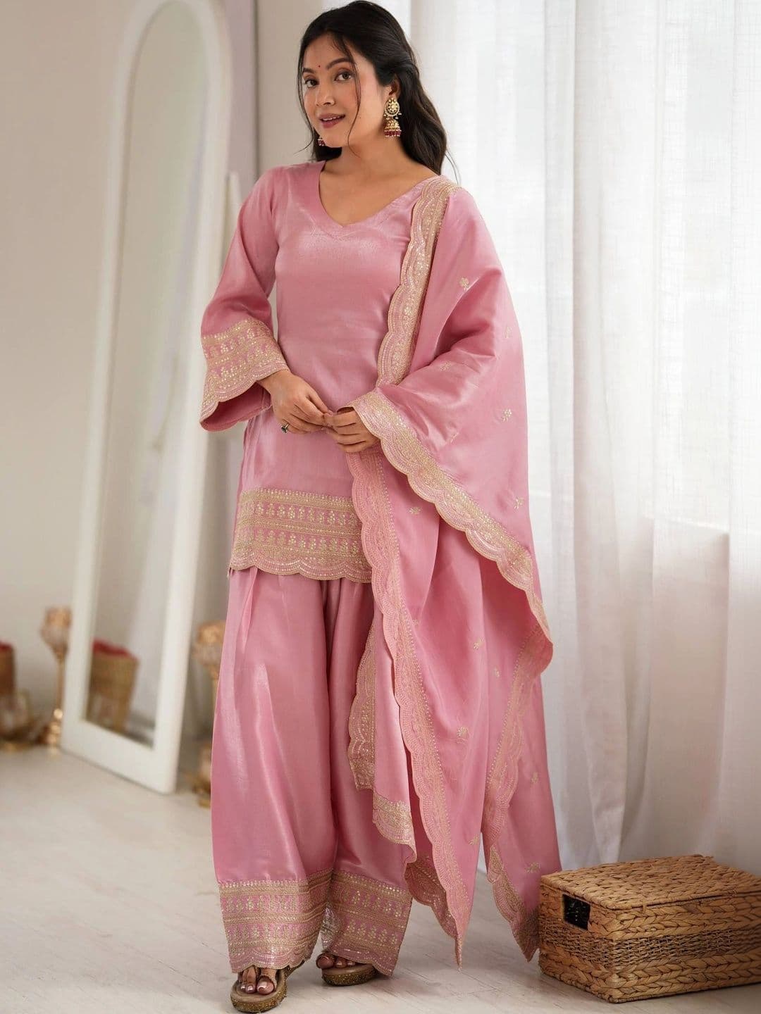VASTRABELLA Women Ethnic Motifs Embroidered Regular Kurta with Patiala & With Dupatta thumbnail 7