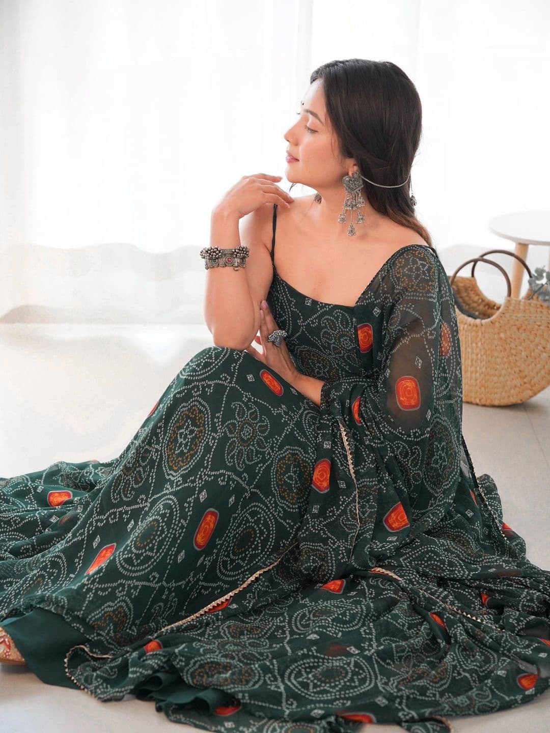 VASTRABELLA Women Ethnic Motifs Printed Regular Silk Chiffon Kurta with Pyjamas & With Dupatta thumbnail 7