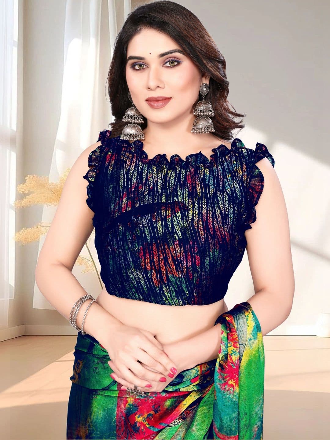 Owee Floral Pure Chiffon Designer Saree - view 1