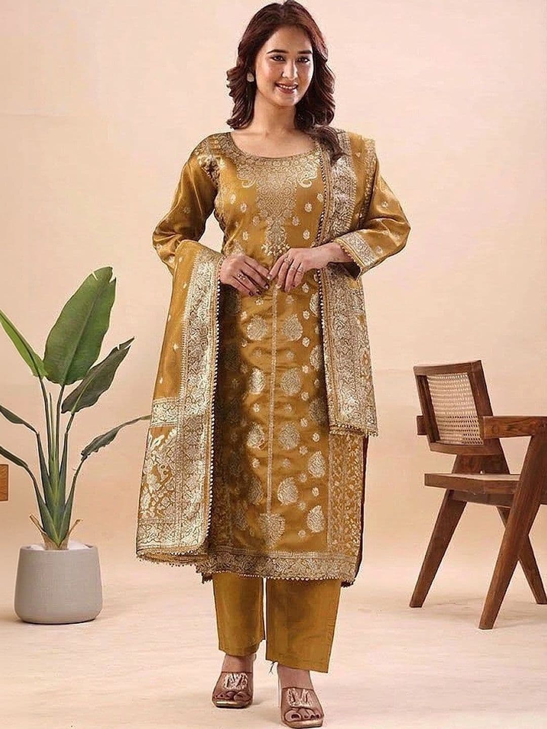kantuba Art Silk Unstitched Dress Material thumbnail 6