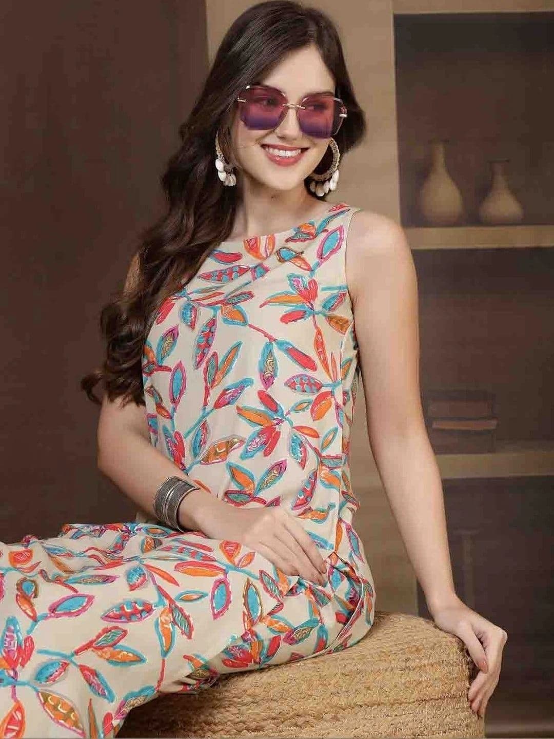 SANTOLIYA Women Floral Printed Indie Florals Kurta thumbnail 5