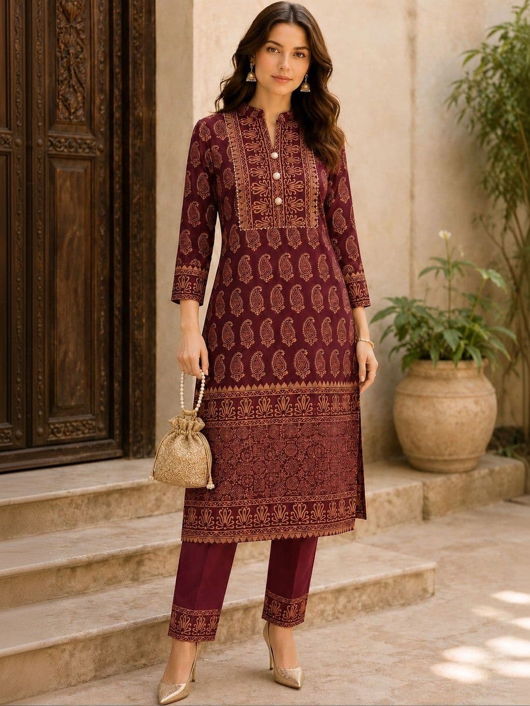 JAIPUR HAND BLOCK Women Ethnic Motifs Printed Regular Pure Cotton Kurta with Trousers & With Dupatta thumbnail 3