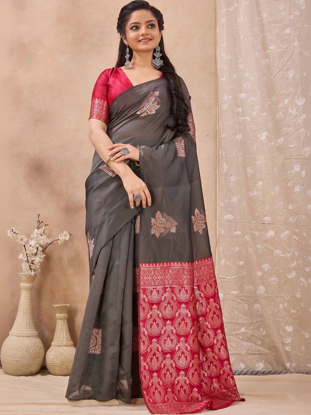 HERE&NOW Woven Design Zari Art Silk Saree - view 1