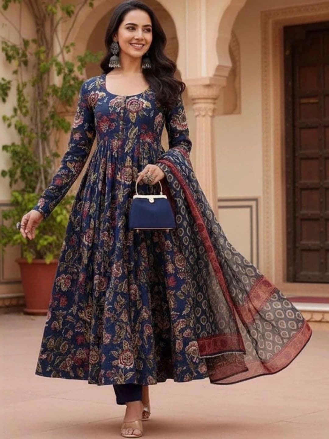 Chhipa Prints Women Floral Printed Empire Kurta with Trousers & With Dupatta - view 1