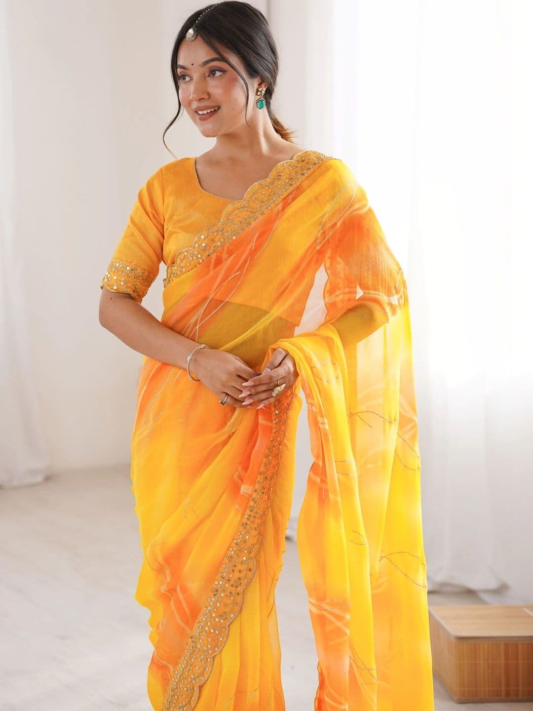 Mitera Leheriya Pure Georgette Saree thumbnail 5