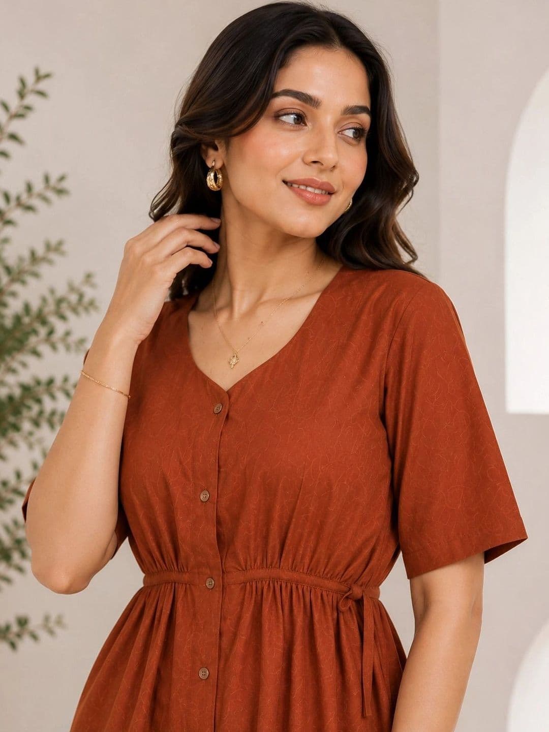 RAJGRANTH Women Empire Linen Top with Palazzos thumbnail 5