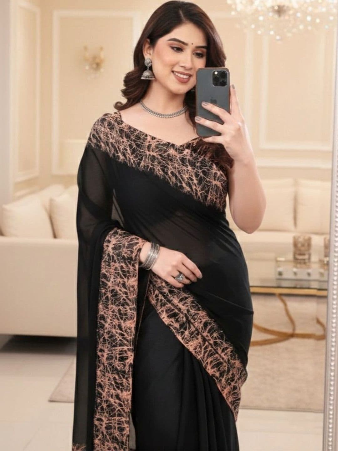 Owee Pure Chiffon Designer Saree thumbnail 2