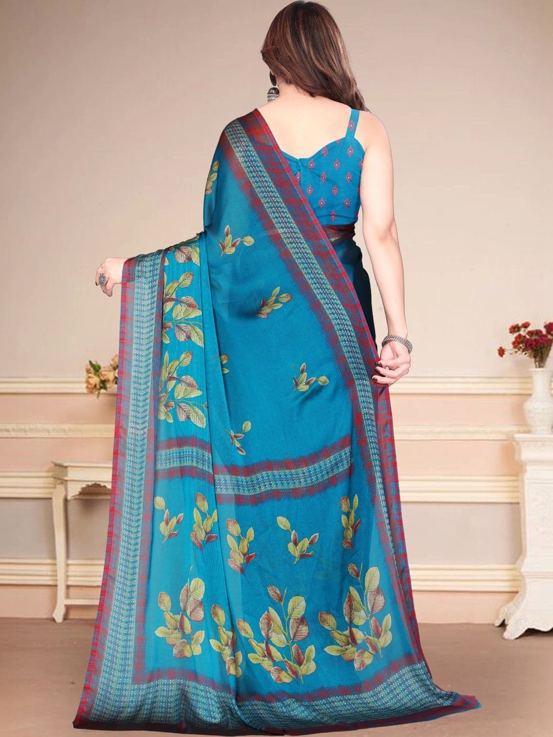 Owee Floral Pure Chiffon Designer Saree thumbnail 5