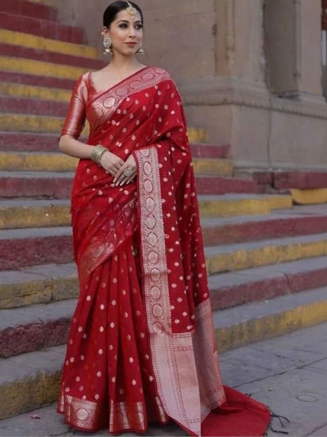 revika Woven Design Zari Art Silk Designer Kanjeevaram Saree thumbnail 2