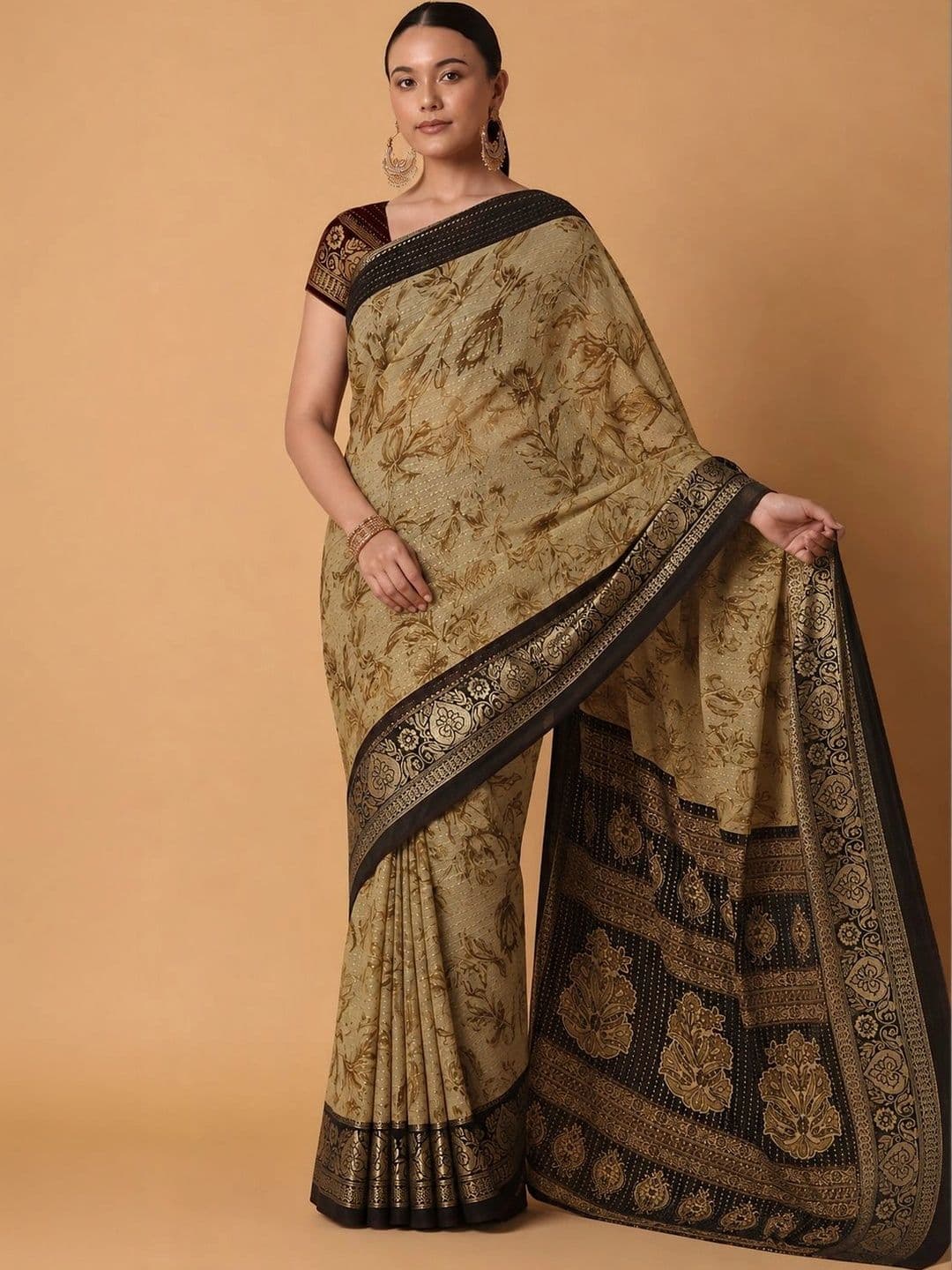 RegalDrapes Paisley Zari Pure Georgette Saree thumbnail 4
