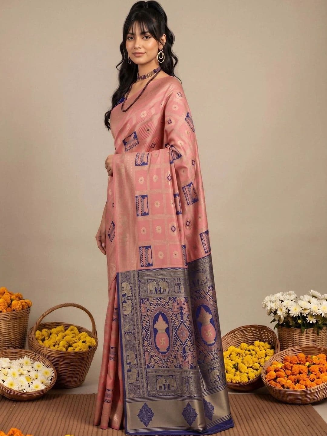 Saree mall Woven Design Zari Silk Blend Designer Banarasi Sarees thumbnail 2