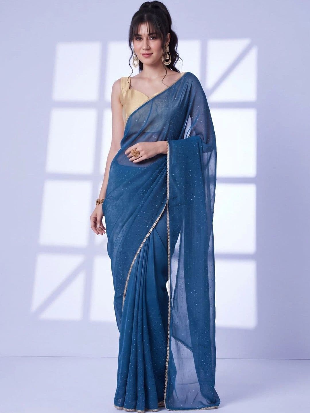 Saree mall Embellished Beads and Stones Silk Blend Designer Sarees - view 1