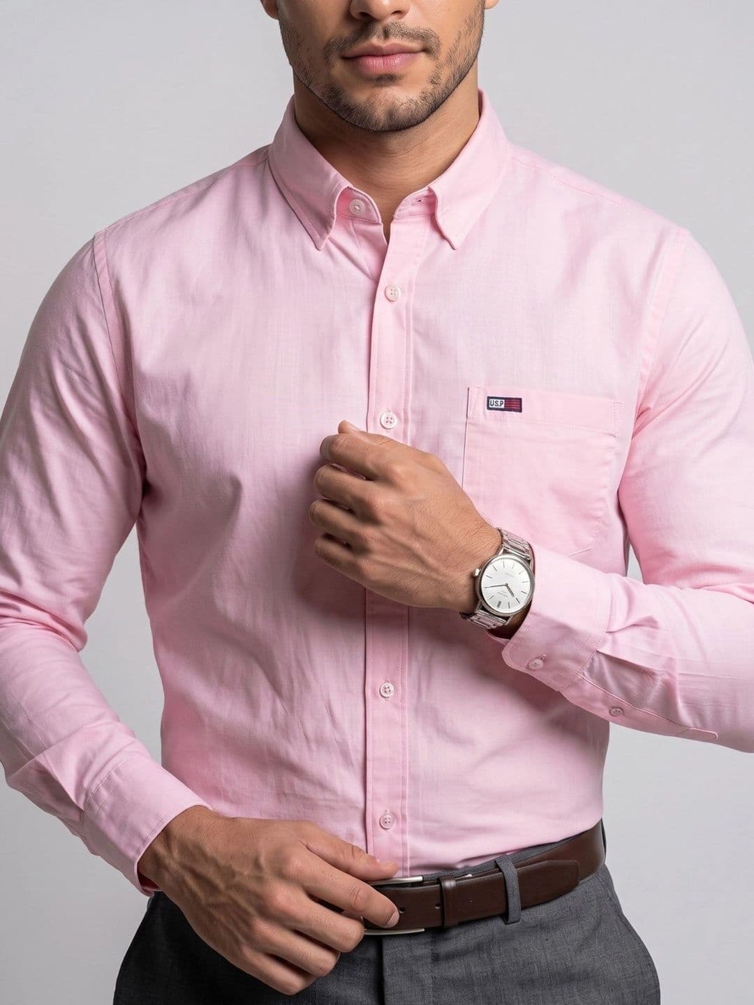 U.S. PITCHERS Men Modern Slim Fit Semiformal Shirt thumbnail 2