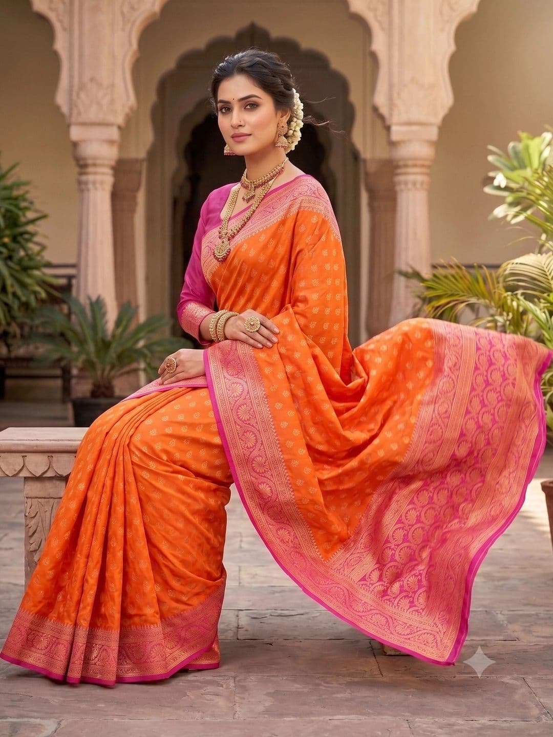 Milvia Woven Design Zari Silk Blend Designer Banarasi Saree thumbnail 7