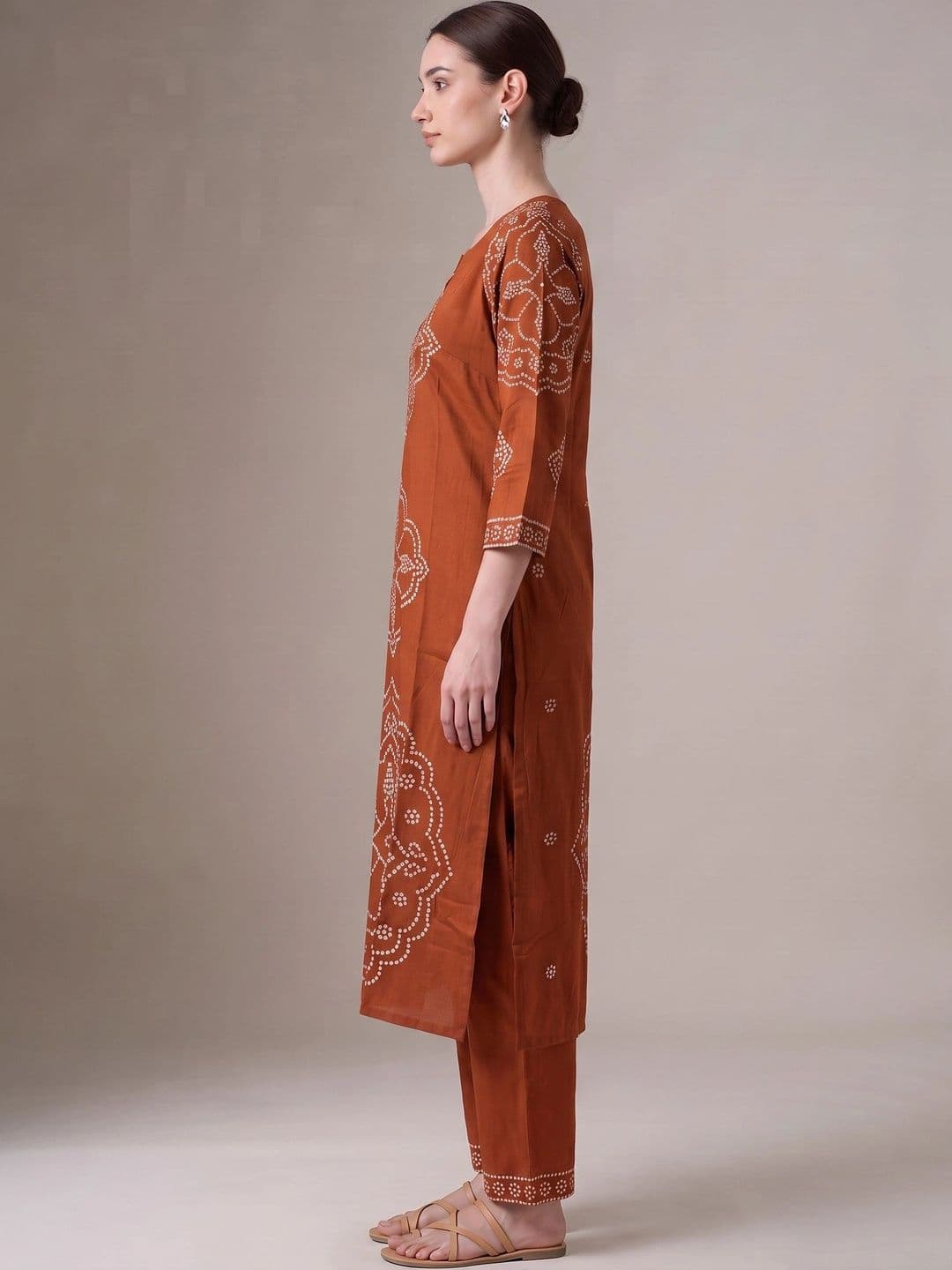 COTTON CULTURE Women Ethnic Motifs Printed Regular Kurta with Trousers thumbnail 4