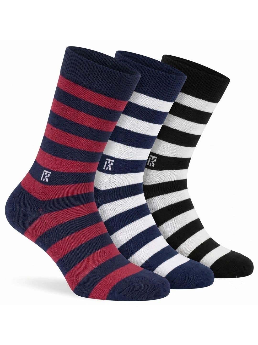 Kikitoes Men Pack of 3 Bamboo Assorted Striped Above Ankle Socks Soft Aloevera Touch - view 1