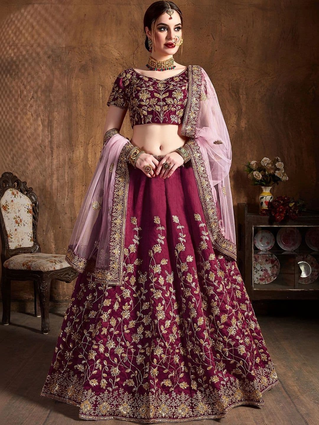 Zeel Clothing Embroidered Sequinned Semi-Stitched Lehenga & Unstitched Blouse With Dupatta - view 1