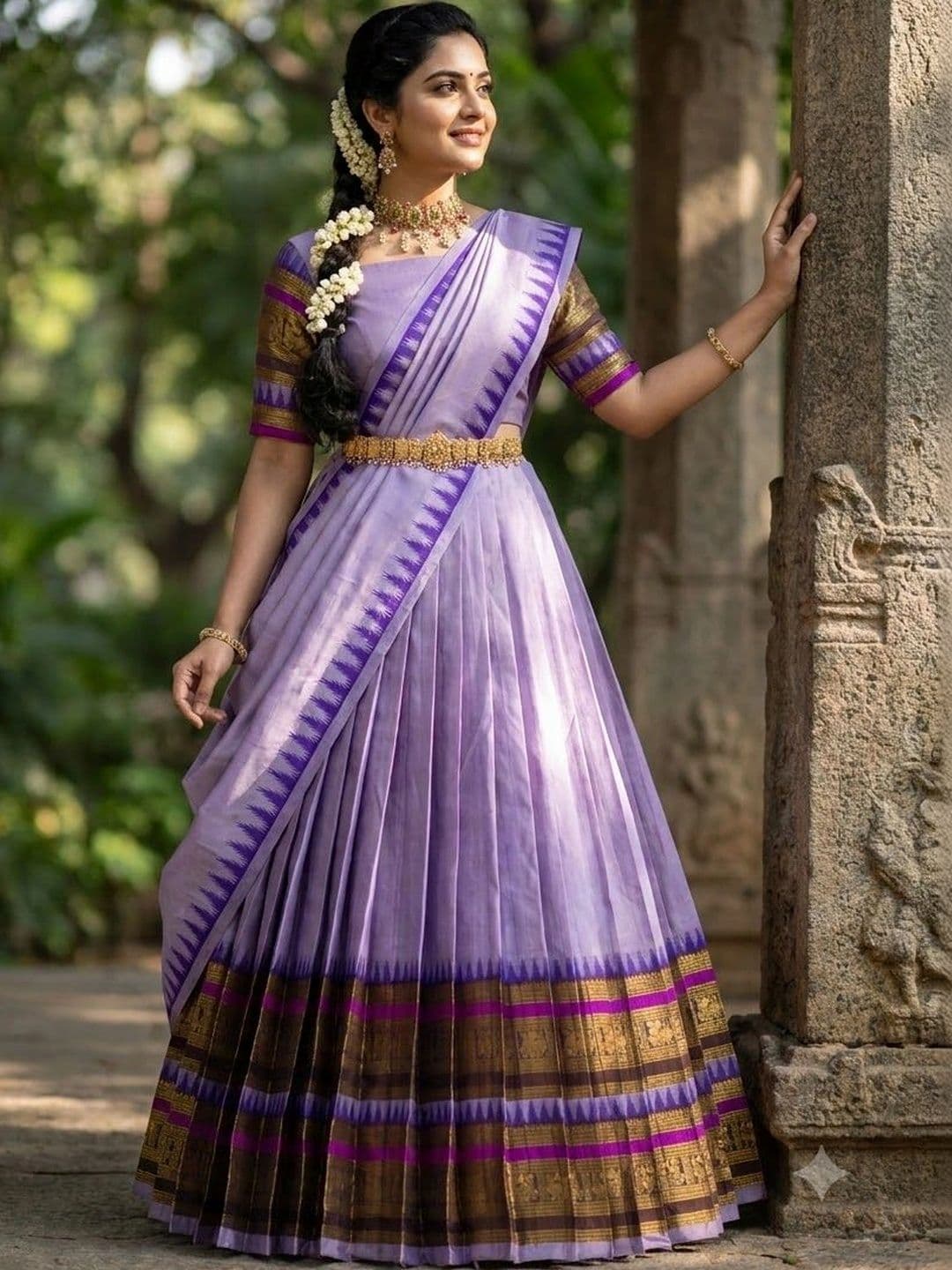 Pink Bindi Semi-Stitched Lehenga & Unstitched Blouse With Dupatta thumbnail 2