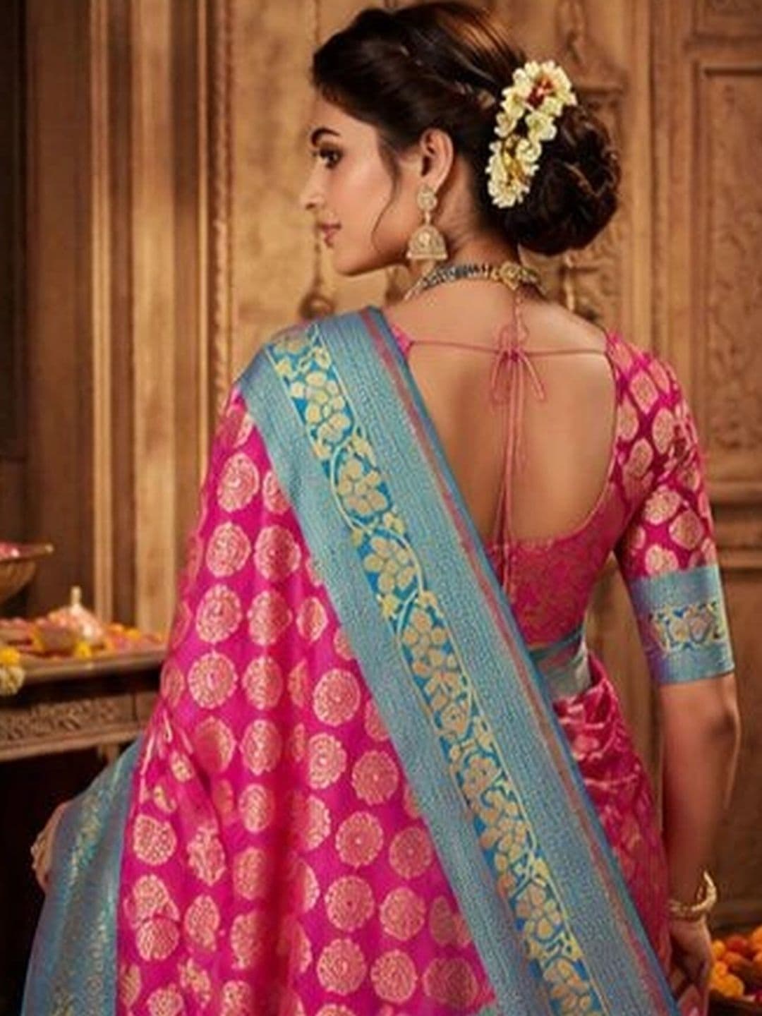 revika Woven Design Zari Art Silk Designer Kanjeevaram Saree thumbnail 4