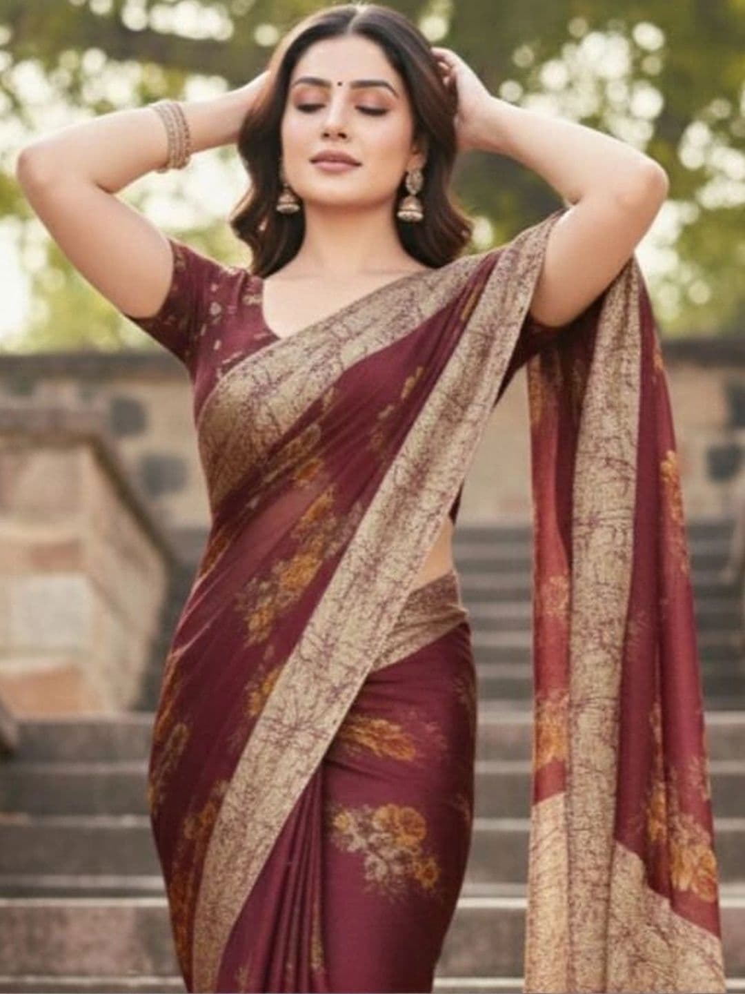 Owee Floral Pure Chiffon Designer Saree - view 1