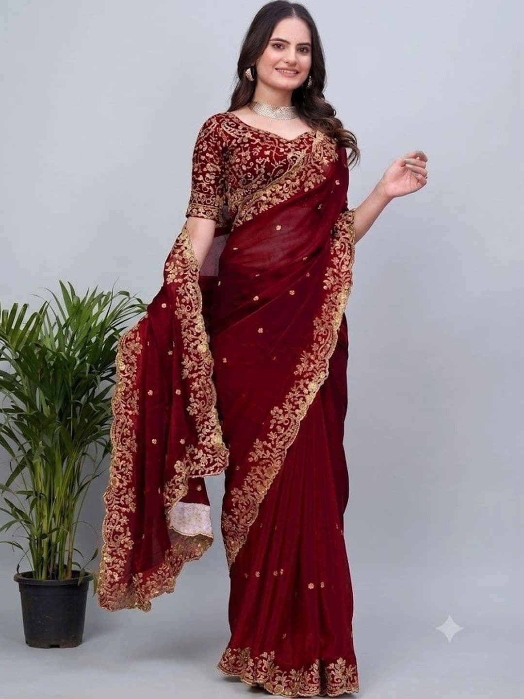 kantuba Floral Zari Art Silk Heavy Work Saree - view 1