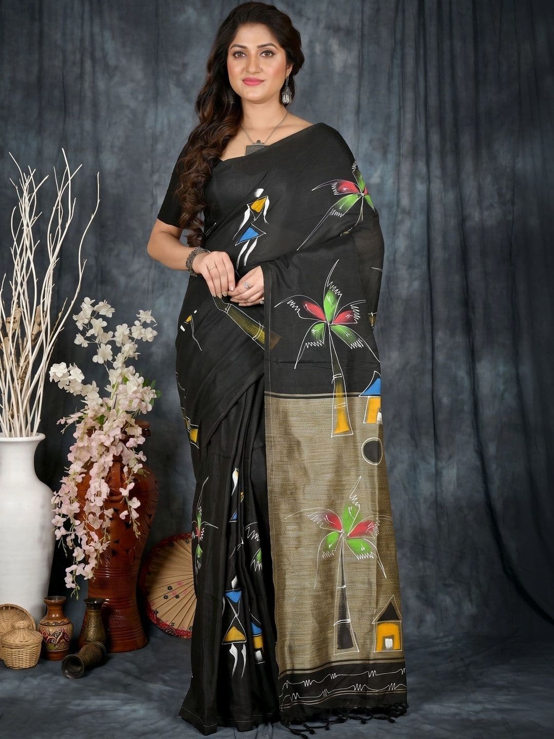 GitAsit Woven Design Sequinned Pure Cotton Handloom Taant Saree thumbnail 4