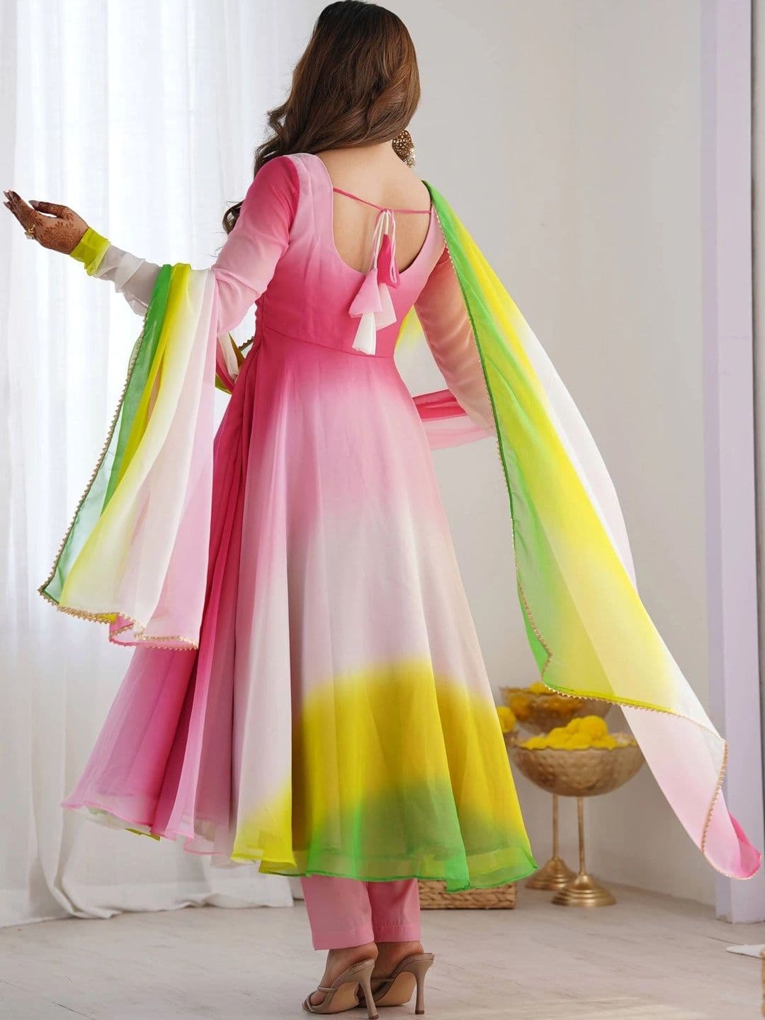 VASTRABELLA Women Dyed Regular Kurta with Trousers & With Dupatta thumbnail 5