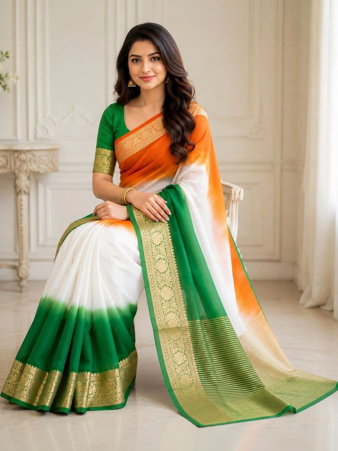 Sangria Tie and Dye Zari Organza Saree thumbnail 4
