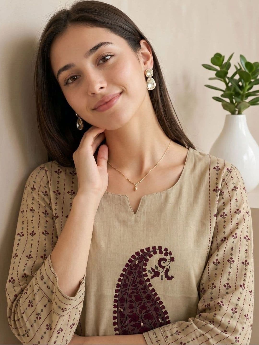 shreeram Women Ethnic Motifs Printed Regular Pure Cotton Kurta with Palazzos & With Dupatta thumbnail 3