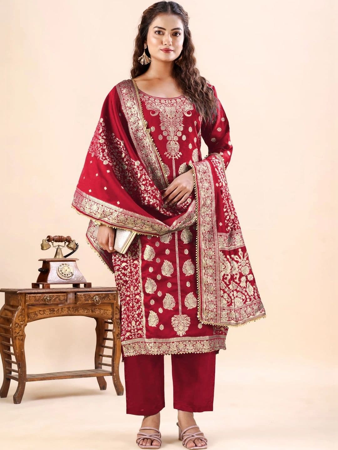 kantuba Art Silk Unstitched Dress Material thumbnail 5