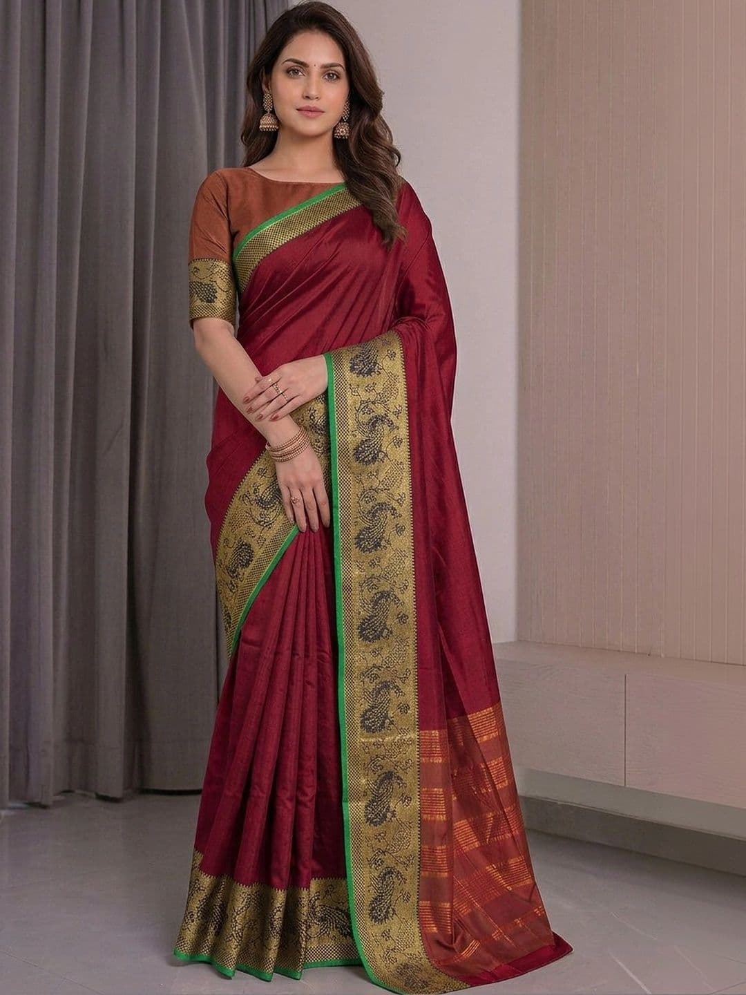 Owee Woven Design Zari Silk Cotton Designer Saree - view 1
