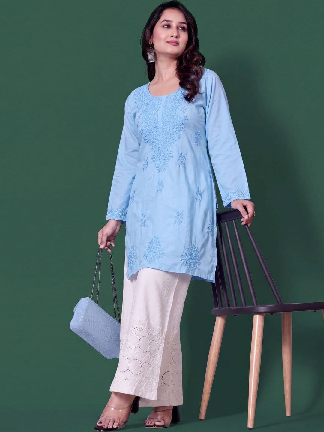RUDRA LIFESTYLE Ethnic Motifs Embroidered Thread Work Pure Cotton Thread Work Kurti - view 1