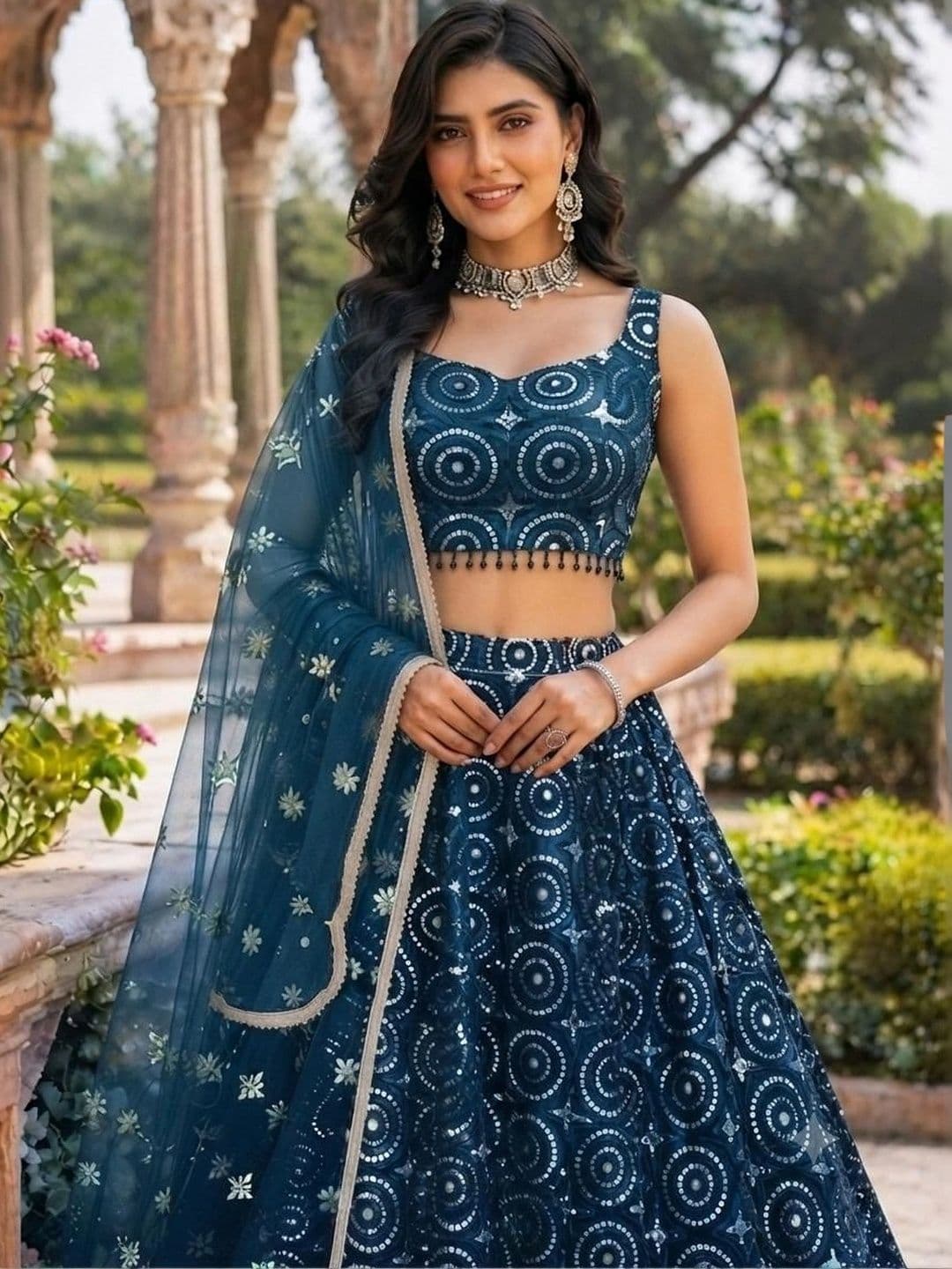 Indi Kal Embellished Sequinned Ready to Wear Lehenga & Blouse With Dupatta thumbnail 3